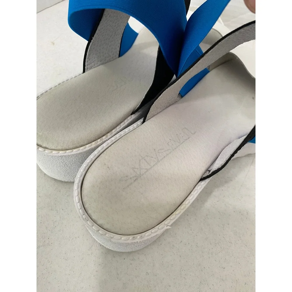 Sixtyseven Platform Sandals Womens 40‎ Blue White Black Elastic Flatform Good